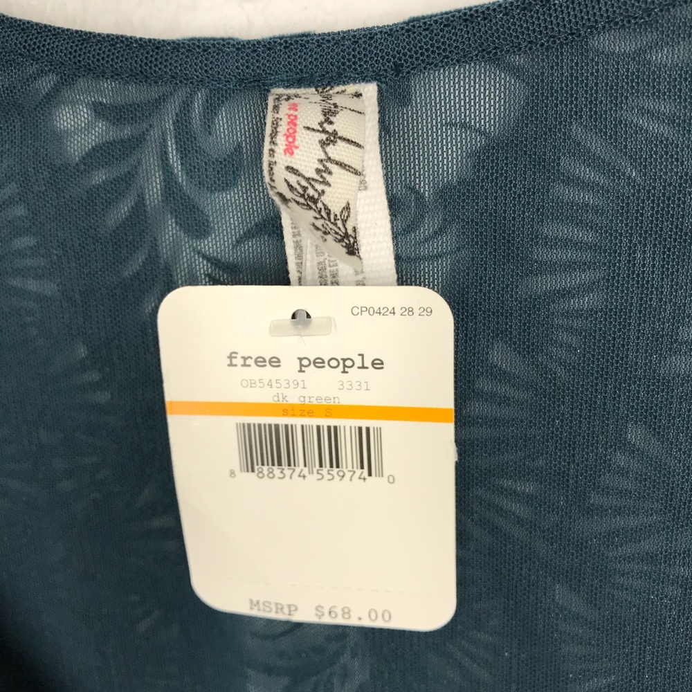 Free People Teal velvet body suit NWT - Picture 3 of 7